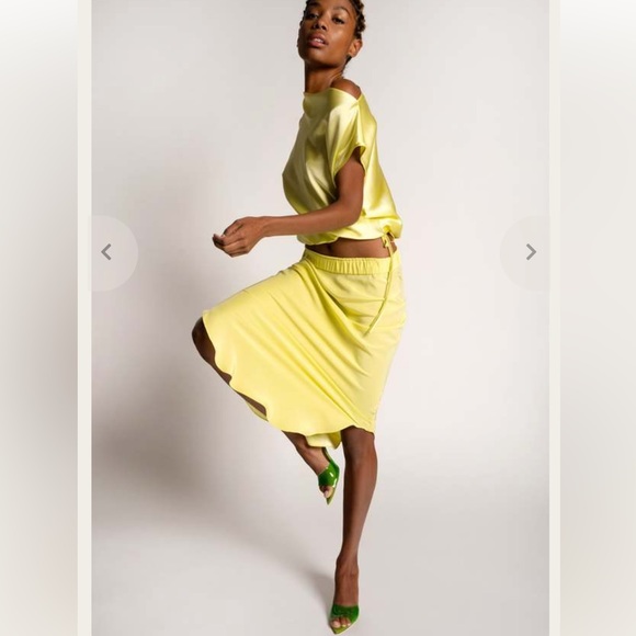 KES ELONGATED MATTE SCALLOPED SKIRT CHYRANTHRMUM MIDI Size L - Picture 7 of 15